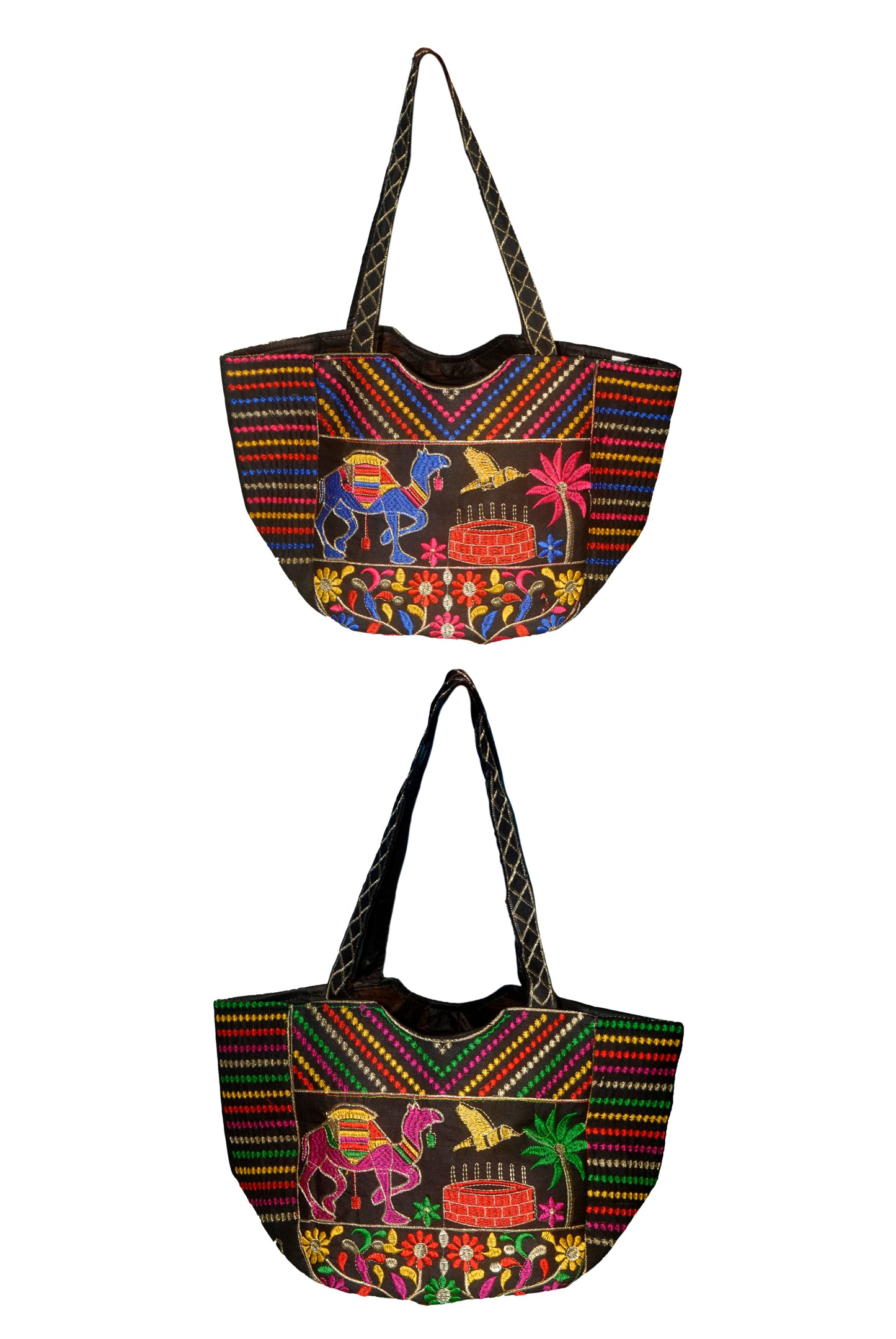Hand Bag 320 Large Embroided HandiCraft Style Mirror Work Sindhi Style For Females...