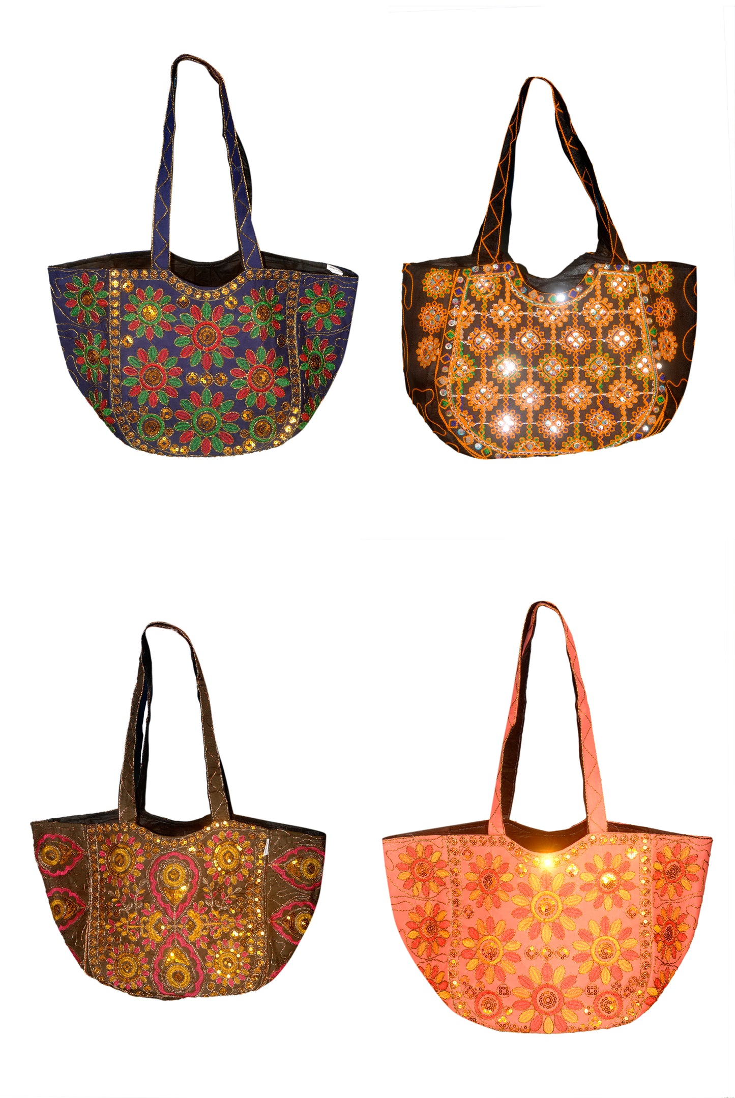 Hand Bag 320 Large Embroided HandiCraft Style Mirror Work Sindhi Style For Females...
