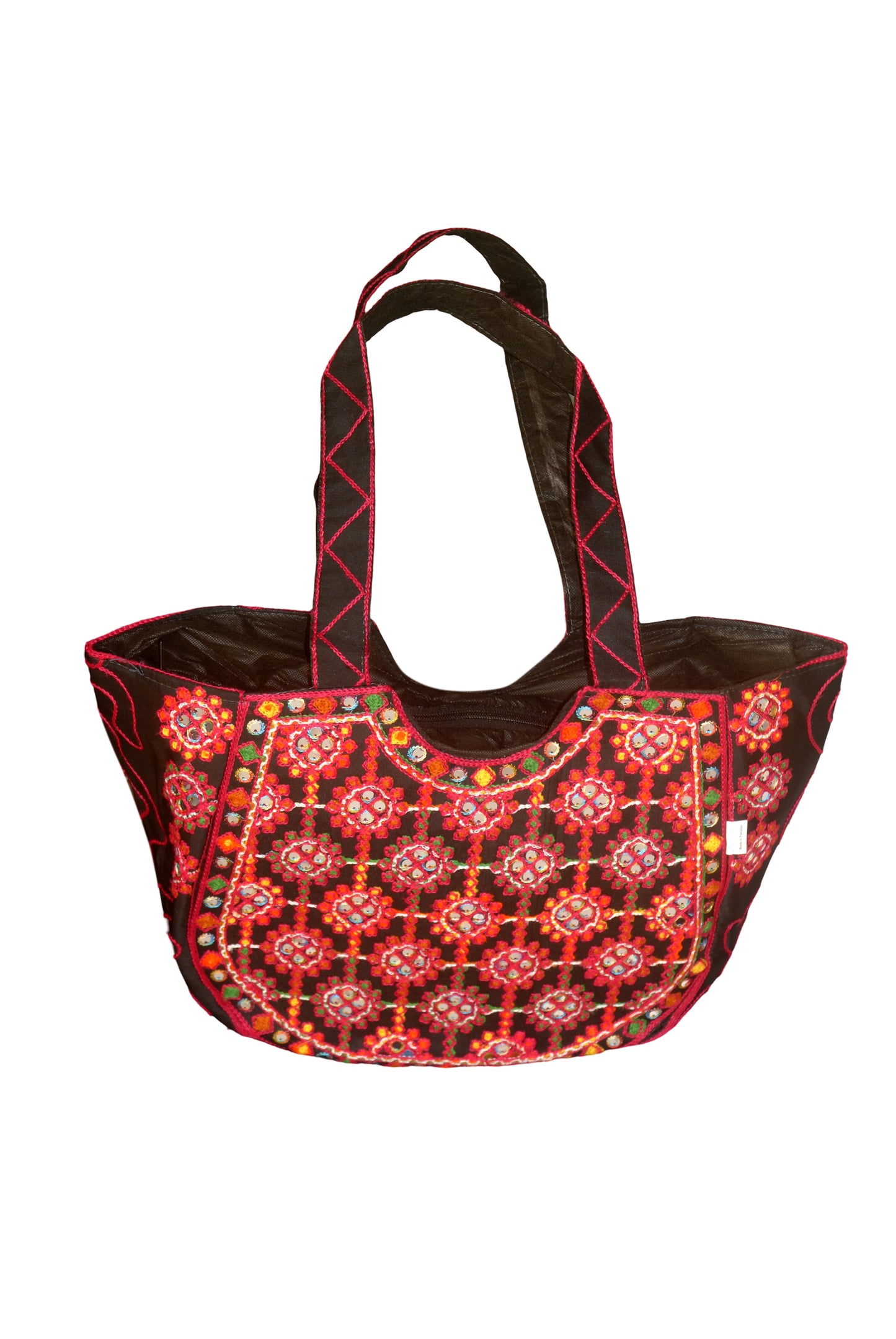 Hand Bag 320 Large Embroided HandiCraft Style Mirror Work Sindhi Style For Females...