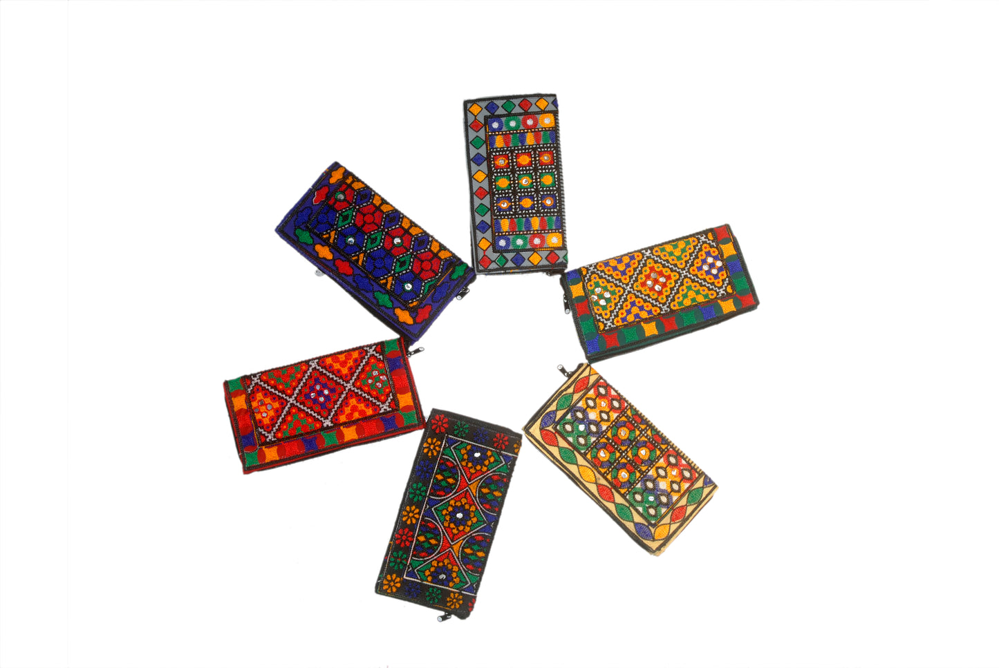 Clutch Wallet and Mobile Pouch Embroided HandiCraft Style Mirror Work Sindhi Style For Females