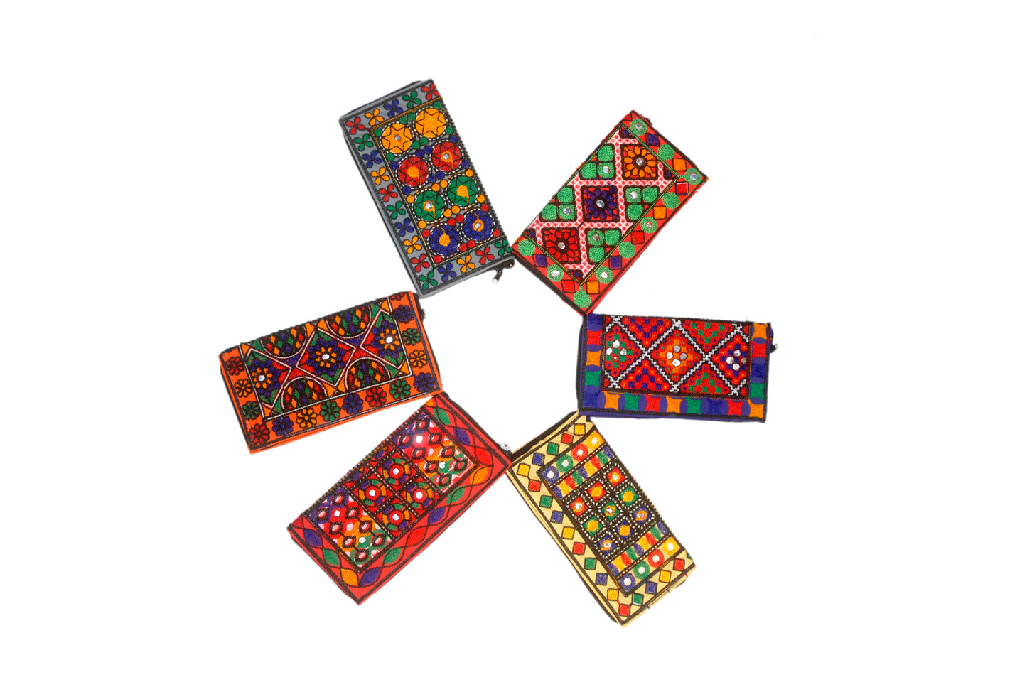 Clutch Wallet and Mobile Pouch Embroided HandiCraft Style Mirror Work Sindhi Style For Females