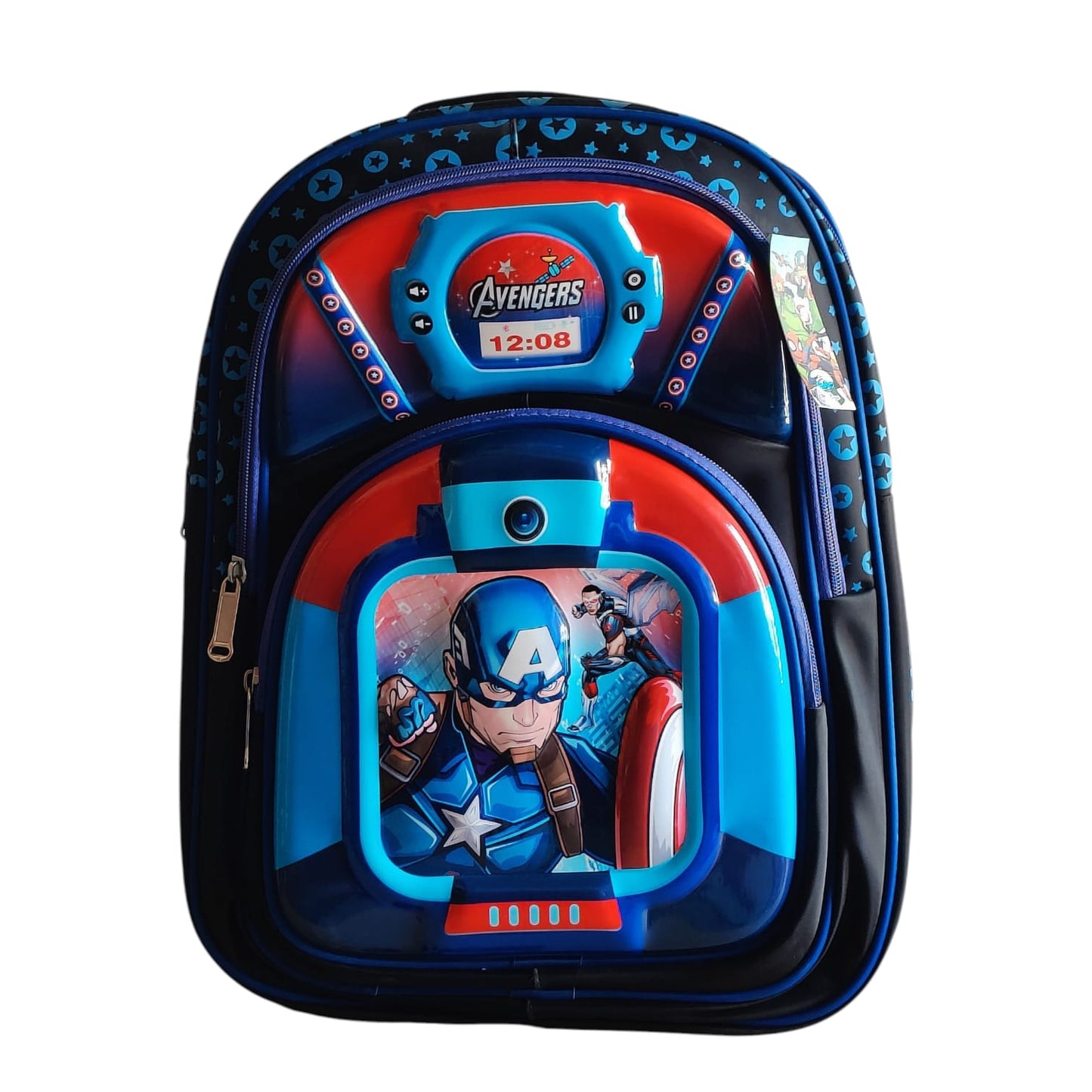 Avengers Civil War Backpack | 3D Captain America School Bag with Watch Pocket