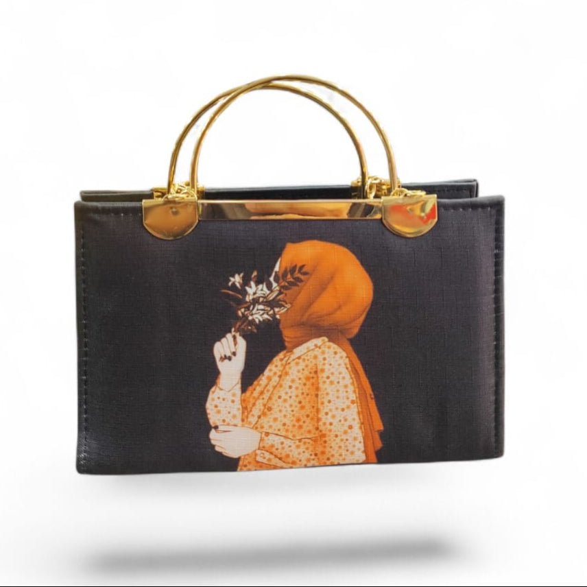 Elegant Hijabista Chic Handbag with Gold Handle