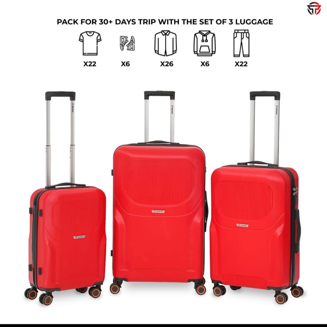 Travelige ARMORSHELL 3-Piece Hardside Luggage Set (Cherry Red)