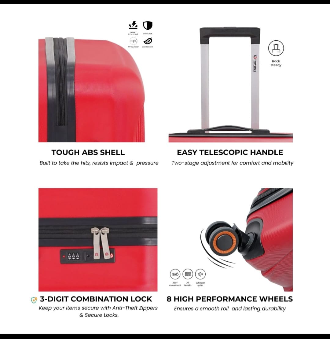 Travelige ARMORSHELL 3-Piece Hardside Luggage Set (Cherry Red)