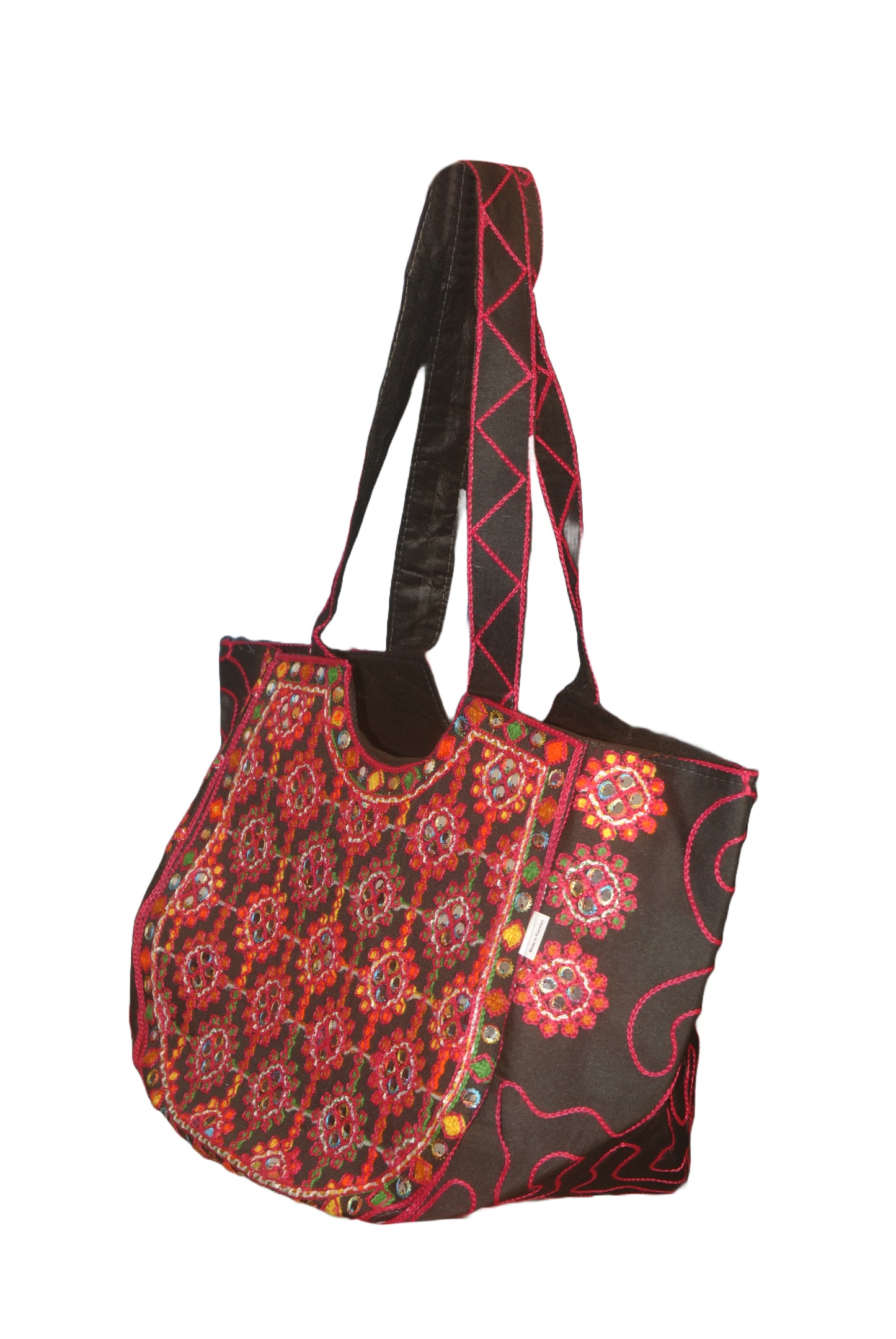 Hand Bag 320 Large Embroided HandiCraft Style Mirror Work Sindhi Style For Females...