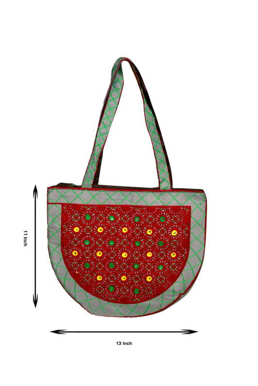 Hand Bag 230 Medium Embroided HandiCraft Style Mirror Work Sindhi Style For Females...