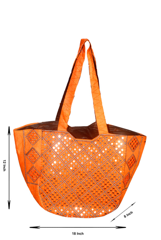 Hand Bag 350 Large Embroided HandiCraft Style Mirror Work Sindhi Style For Females...