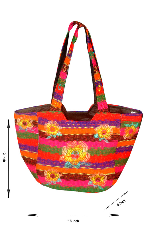 Hand Bag 350 Large Embroided HandiCraft Style Mirror Work Sindhi Style For Females...