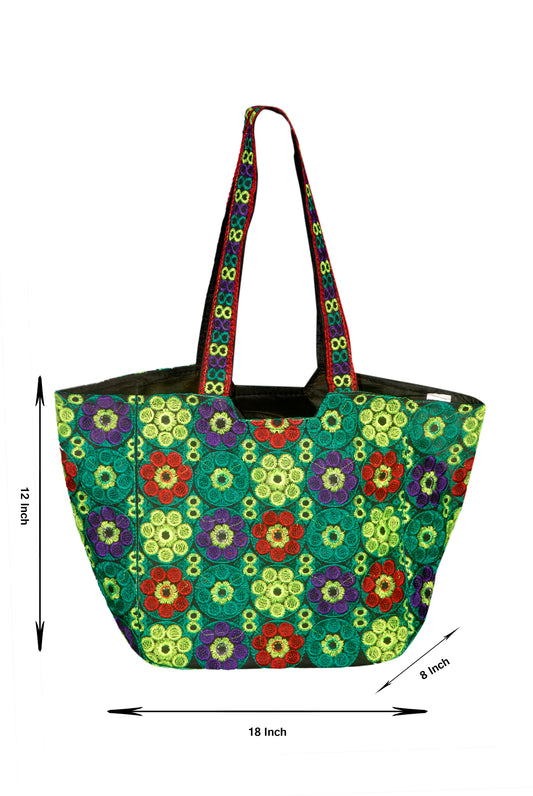 Hand Bag 360 Large Embroided HandiCraft Style Mirror Work Sindhi Style For Females
