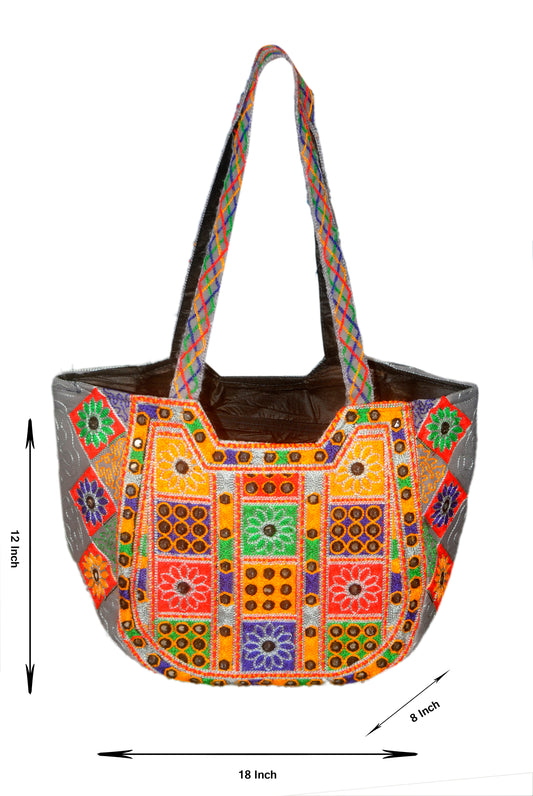 Hand Bag 360 Large Embroided HandiCraft Style Mirror Work Sindhi Style For Females