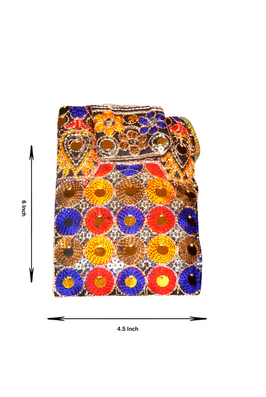 Clutch Wallet and Mobile Pouch Embroided HandiCraft Style Mirror Work Sindhi Style For Females