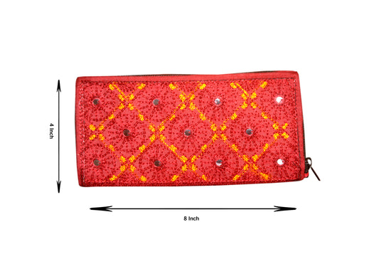 Clutch Wallet and Mobile Pouch Embroided HandiCraft Style Mirror Work Sindhi Style For Females
