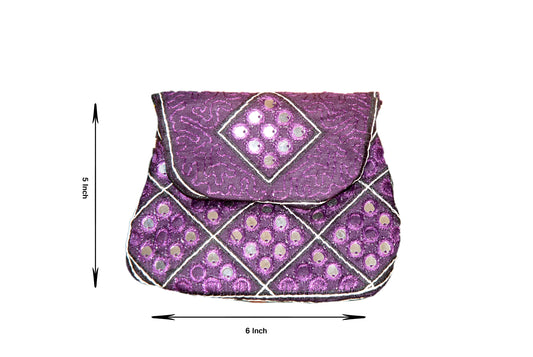Clutch Wallet and Mobile Pouch Embroided HandiCraft Style Mirror Work Sindhi Style For Females