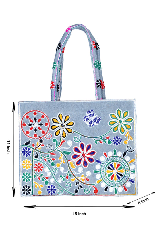Hand Bag 700 Large Embroided HandiCraft Style Mirror Work Sindhi Style For Females
