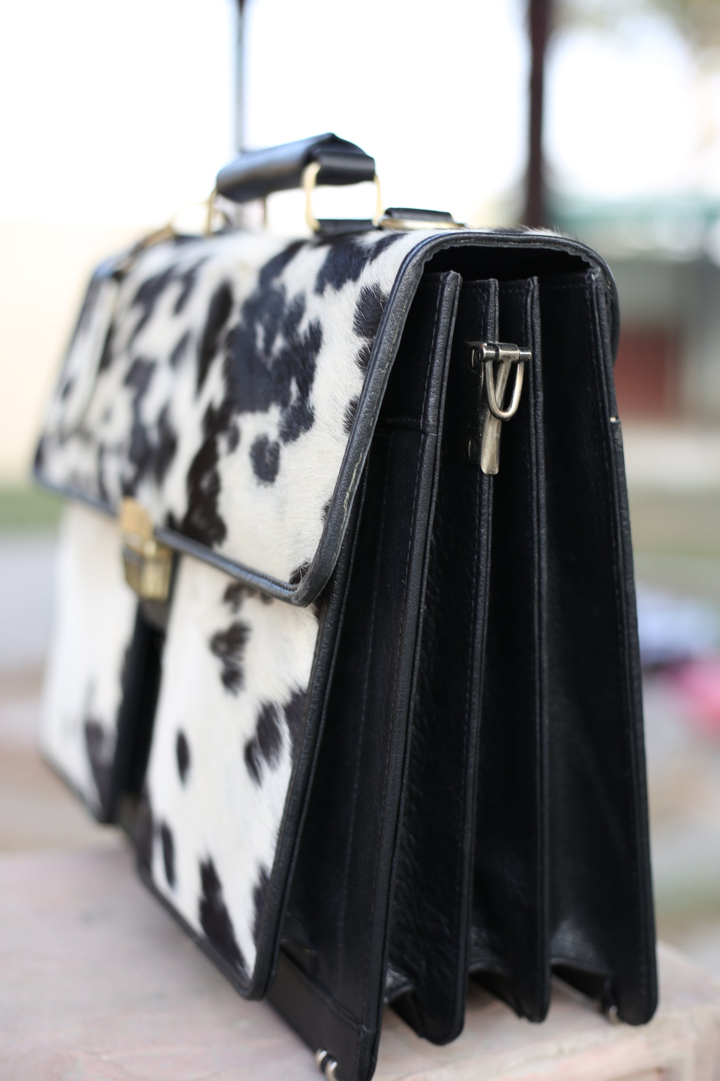 Leather Executive Office File Cowhide Black & white Pattern