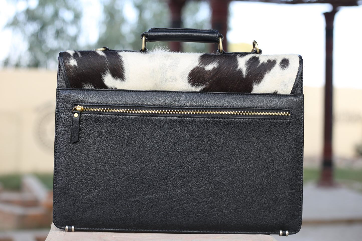 Leather Executive Office File Cowhide Black & white Pattern