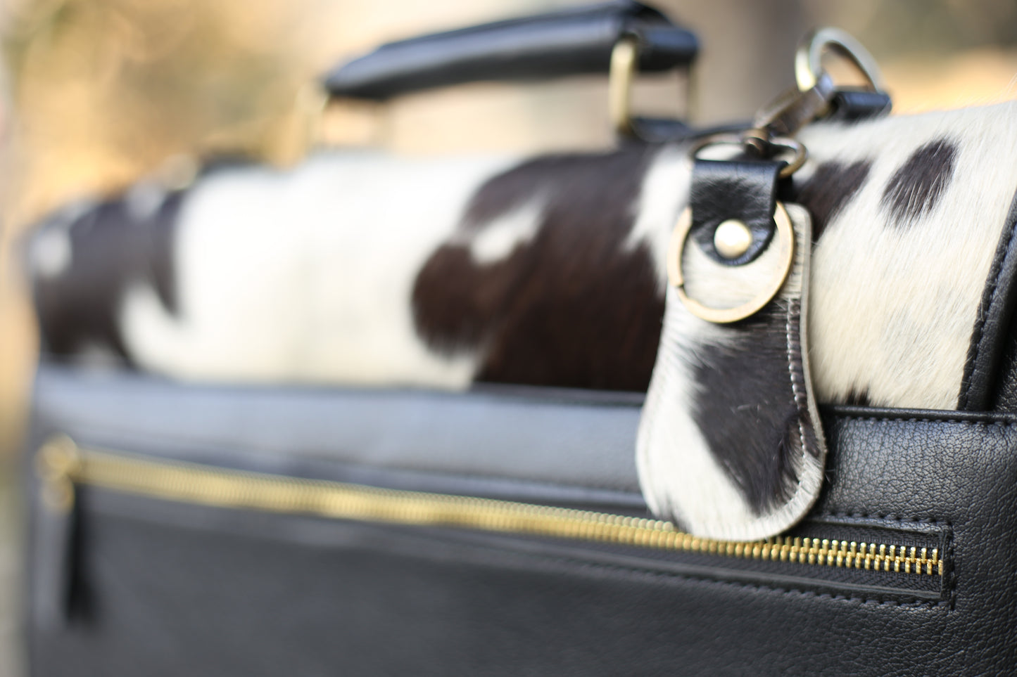 Leather Executive Office File Cowhide Black & white Pattern