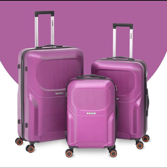 Travelige Vibrant Purple 3-Piece Hardside Luggage Set – Effortless Style & Security