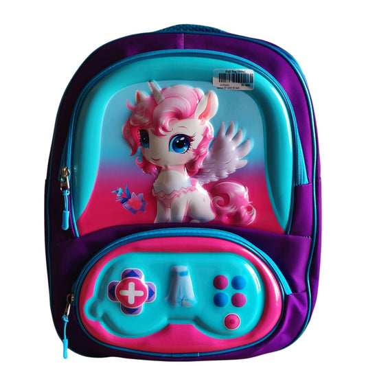 3D Unicorn Dreamer Backpack | Magical Purple & Pink School Bag with Game Controller Pocket