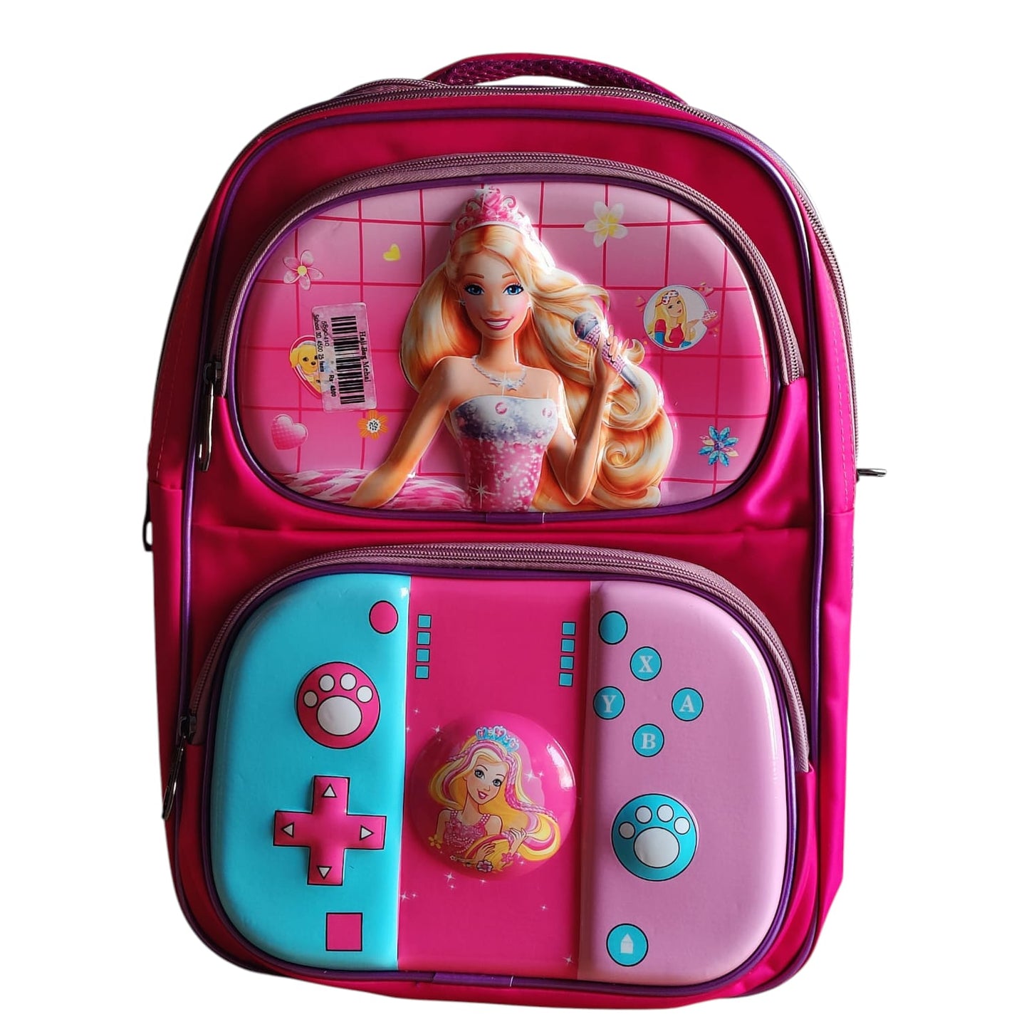 Barbie Gamer Princess Backpack | Pink & Blue School Bag with Controller Pocket