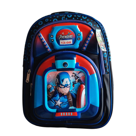 Avengers Civil War Backpack | 3D Captain America School Bag with Watch Pocket