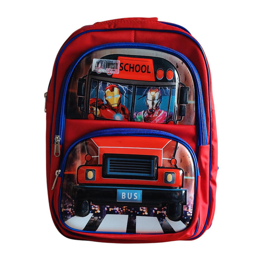 3D Iron Man School Bus Backpack for Kids