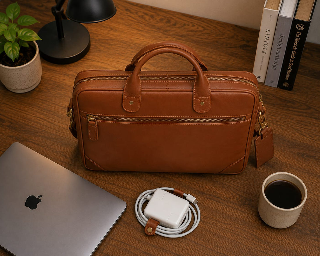Original Leather Office & Laptop Bag (15 × 11 Inches)