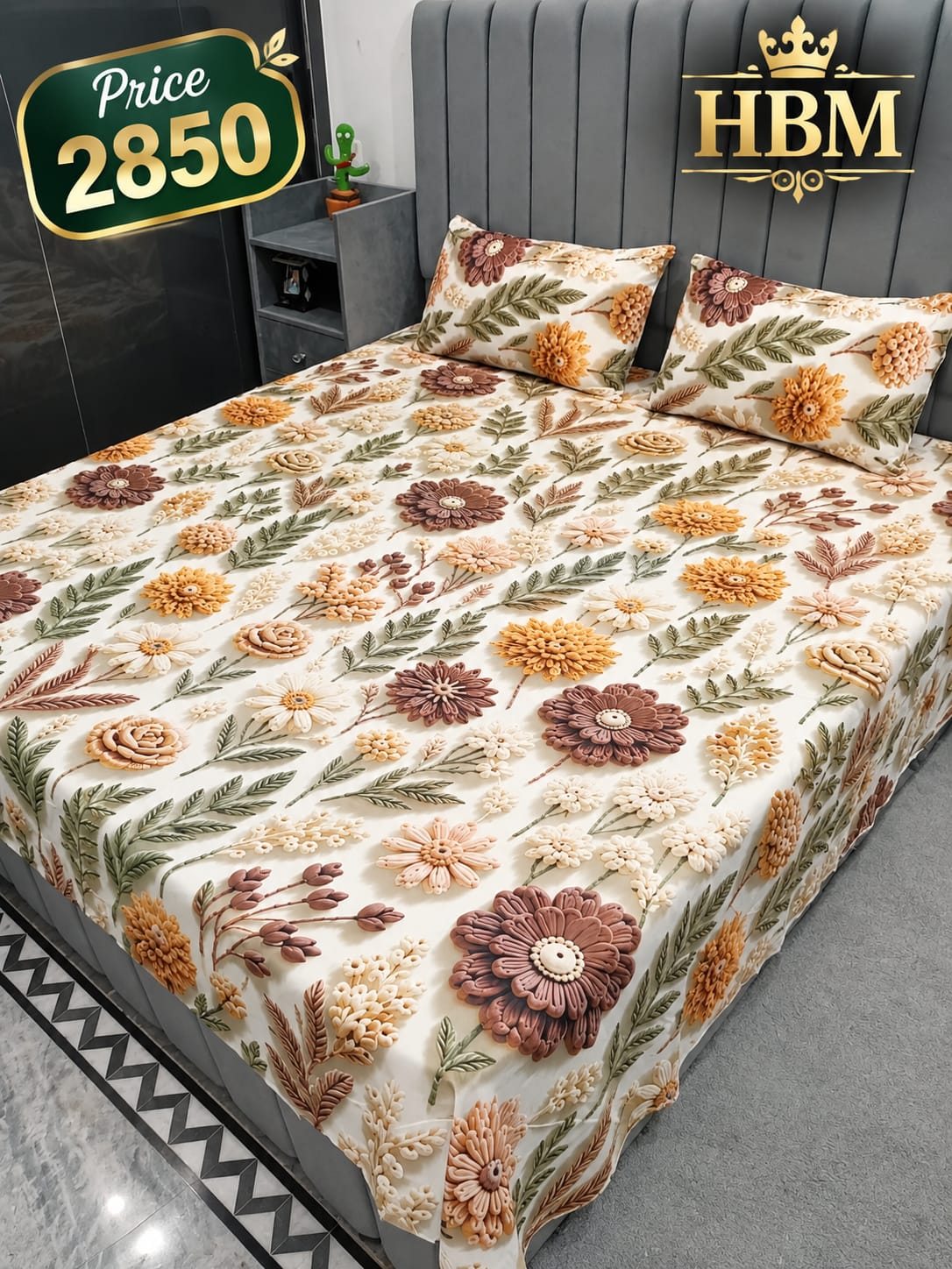 5D Digital Print 3-Piece Bedsheet Set – Imported Microfiber Fabric