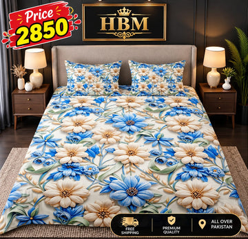 5D Digital Print 3-Piece Bedsheet Set – Imported Microfiber Fabric