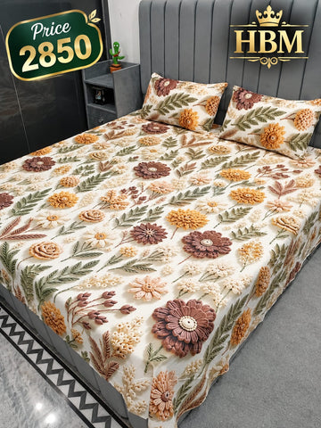 5D Digital Print 3-Piece Bedsheet Set – Imported Microfiber Fabric