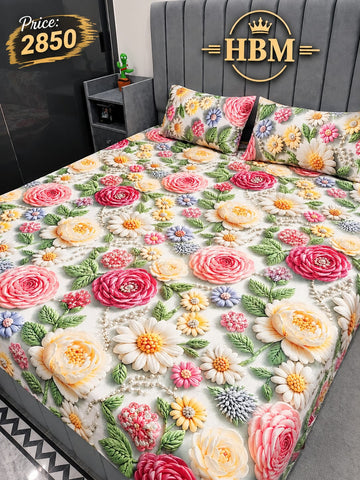 5D Digital Print 3-Piece Bedsheet Set – Imported Microfiber Fabric