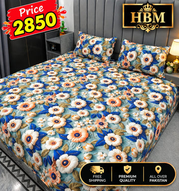 5D Digital Print 3-Piece Bedsheet Set – Imported Microfiber Fabric