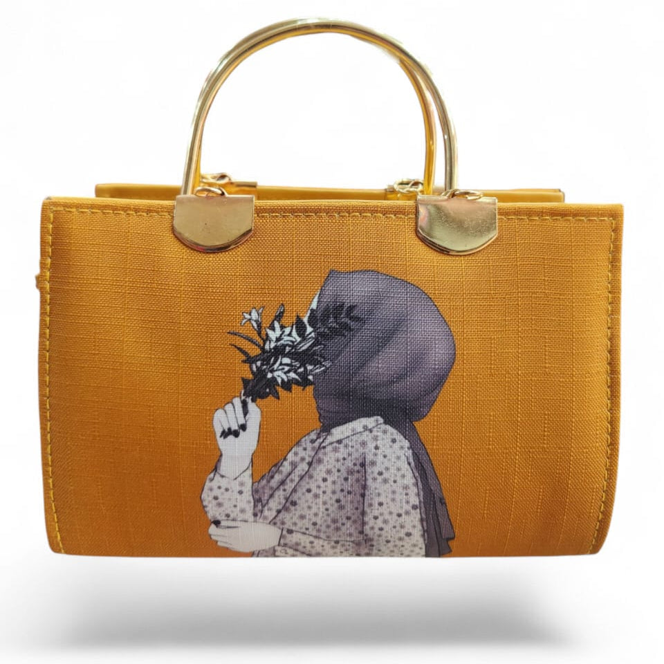 Elegant Hijabista Chic Handbag with Gold Handle