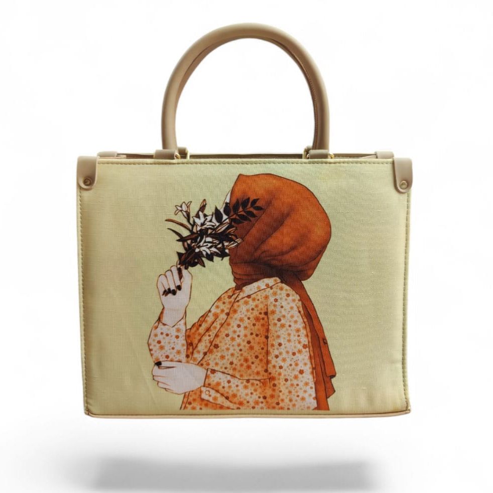 Elegant "Blossoming Spirit" Hijabi Art Tote Bag