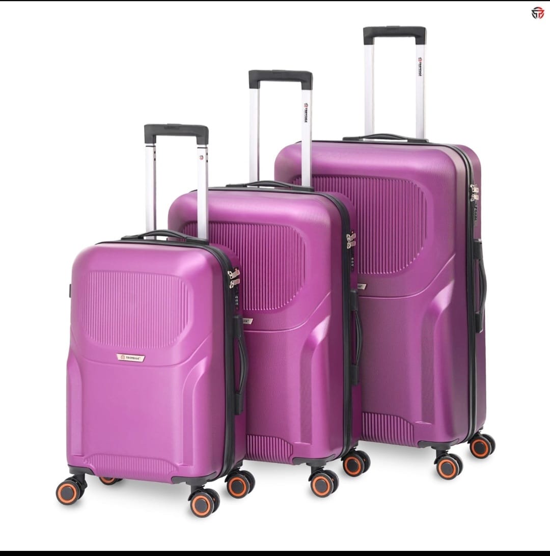 Travelige Vibrant Purple 3-Piece Hardside Luggage Set – Effortless Style & Security