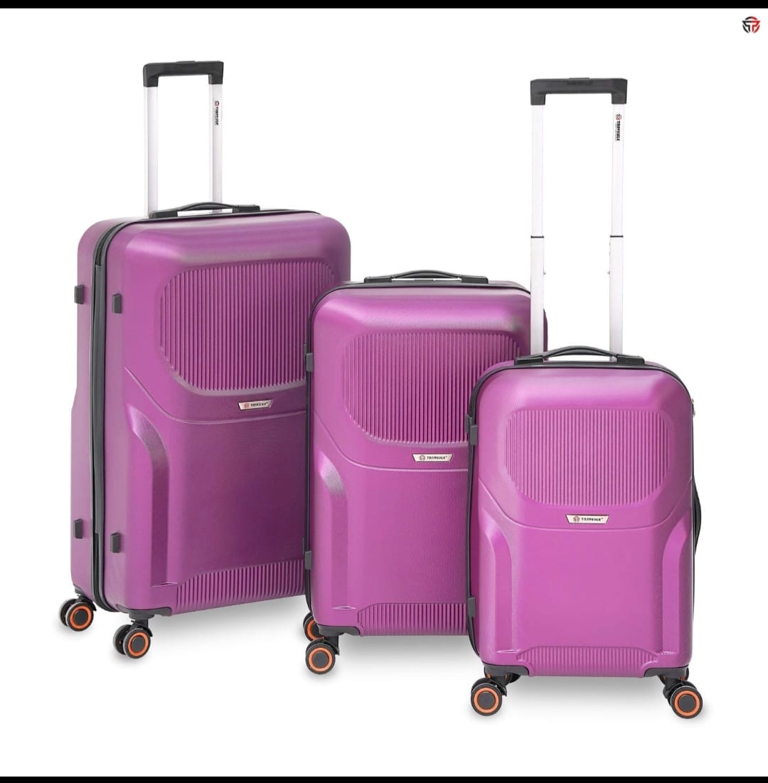 Travelige Vibrant Purple 3-Piece Hardside Luggage Set – Effortless Style & Security