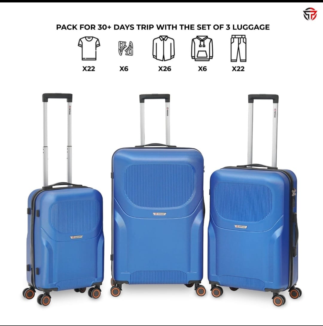 Travelige ARMORSHELL 3-Piece Hard Shell Luggage Set – Electric Blue