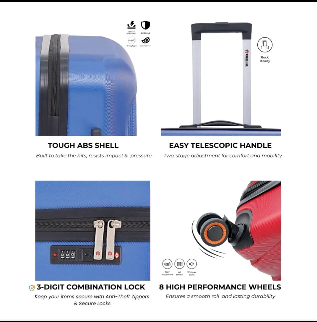Travelige ARMORSHELL 3-Piece Hard Shell Luggage Set – Electric Blue