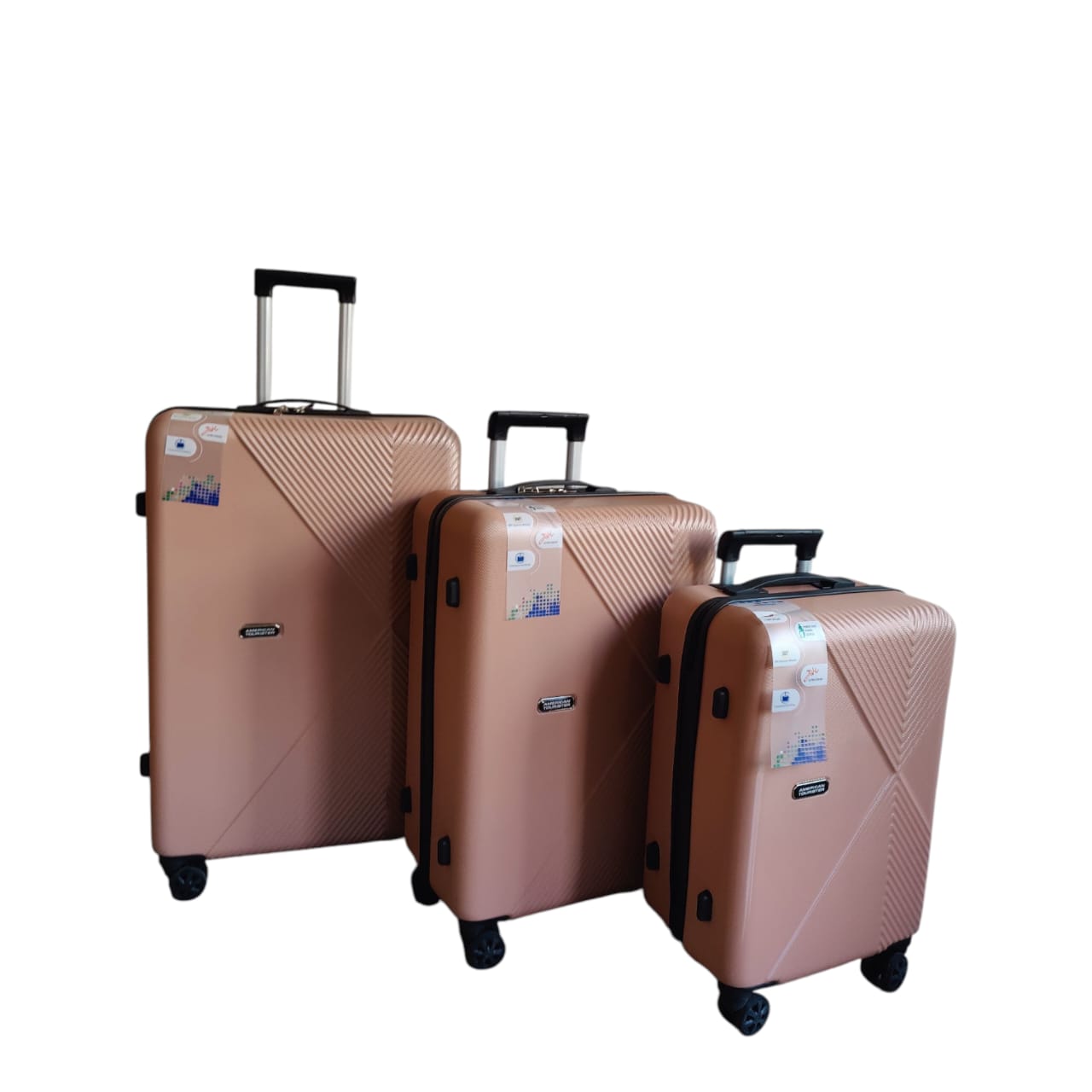 American Geometric Glide: Stylish Black Hard-Shell Spinner Luggag