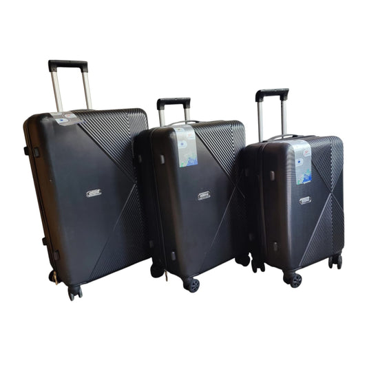 American Geometric Glide: Stylish Black Hard-Shell Spinner Luggag