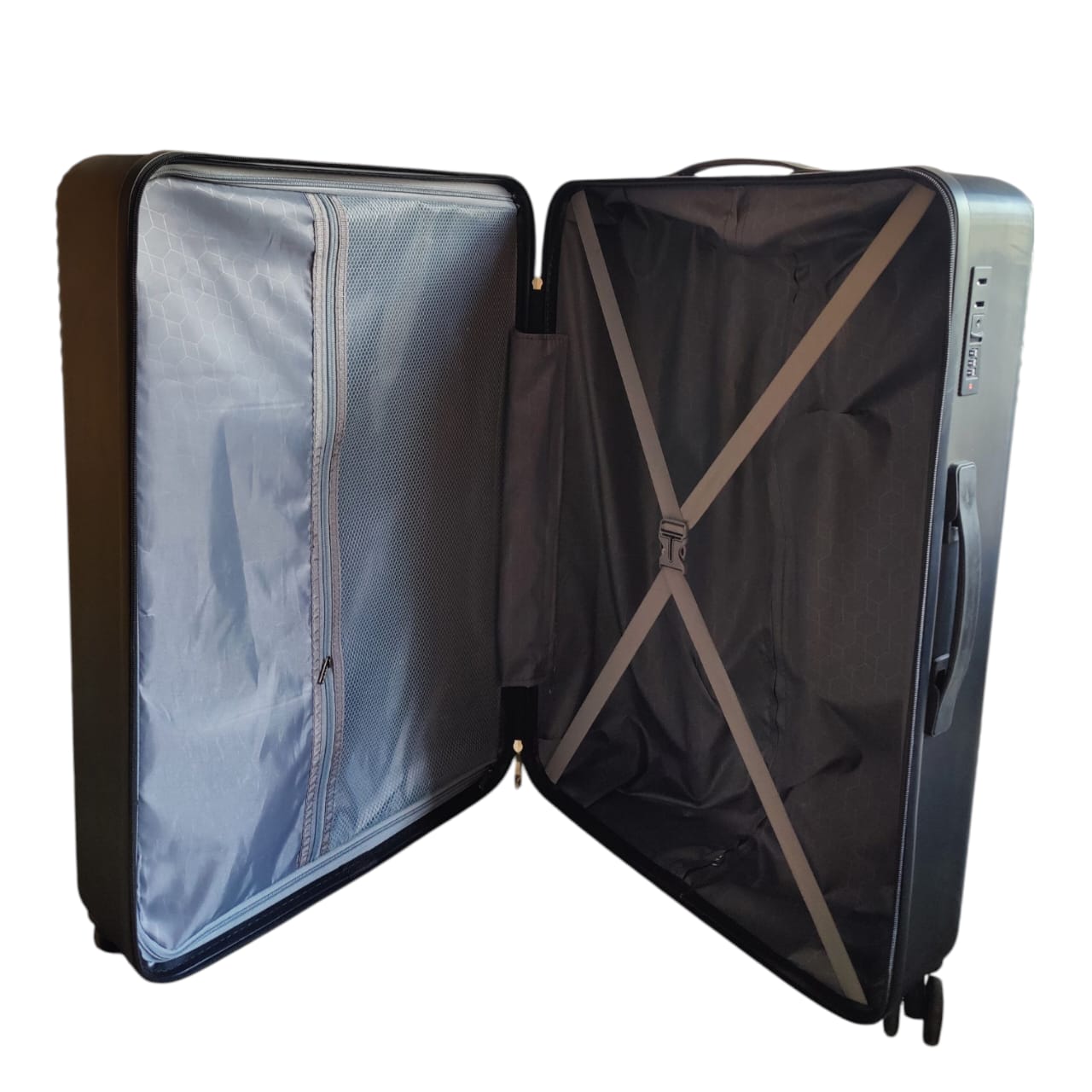 American Geometric Glide: Stylish Black Hard-Shell Spinner Luggag