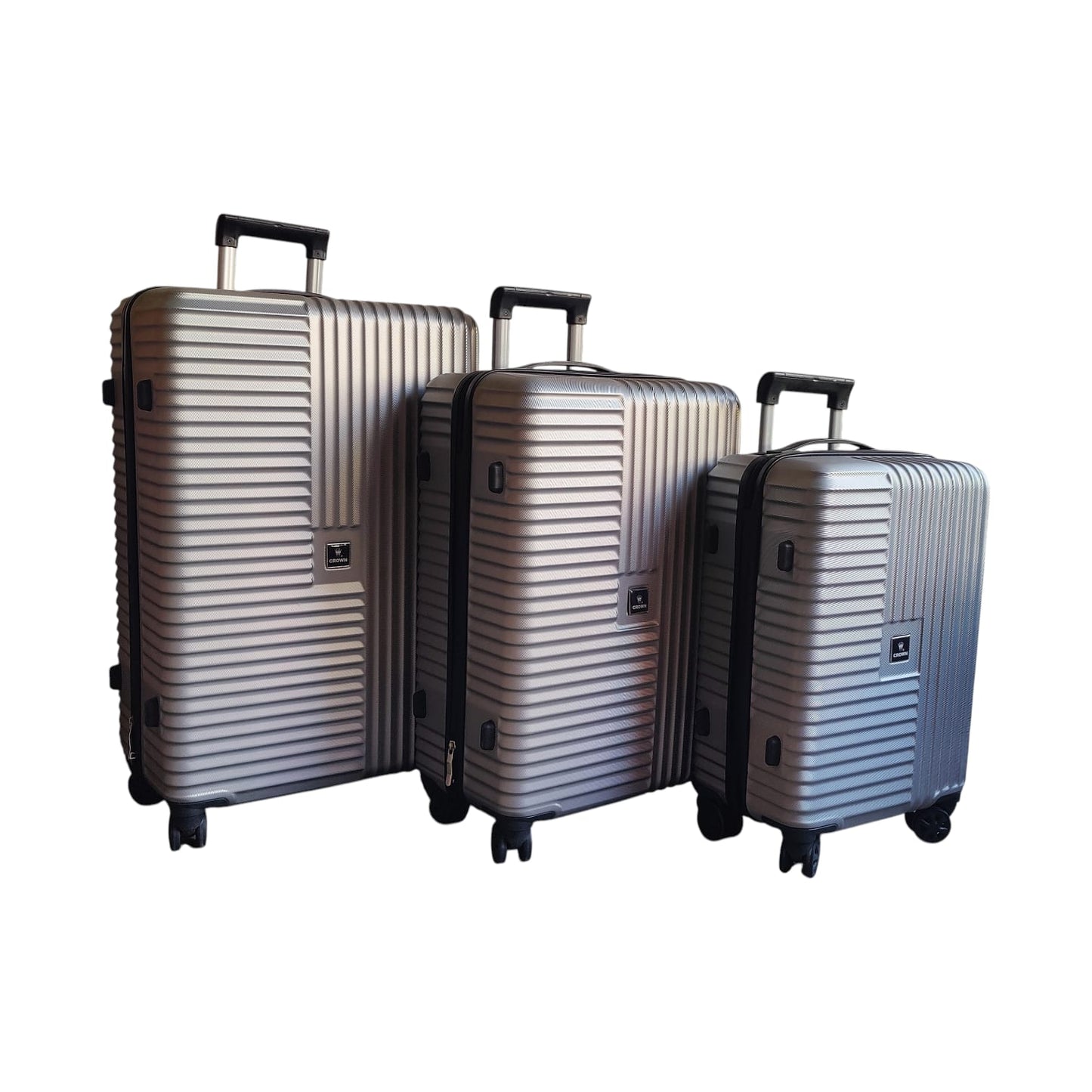 Crown Luggage: Sleek Black Hard-Shell Ribbed Spinner Suitcase