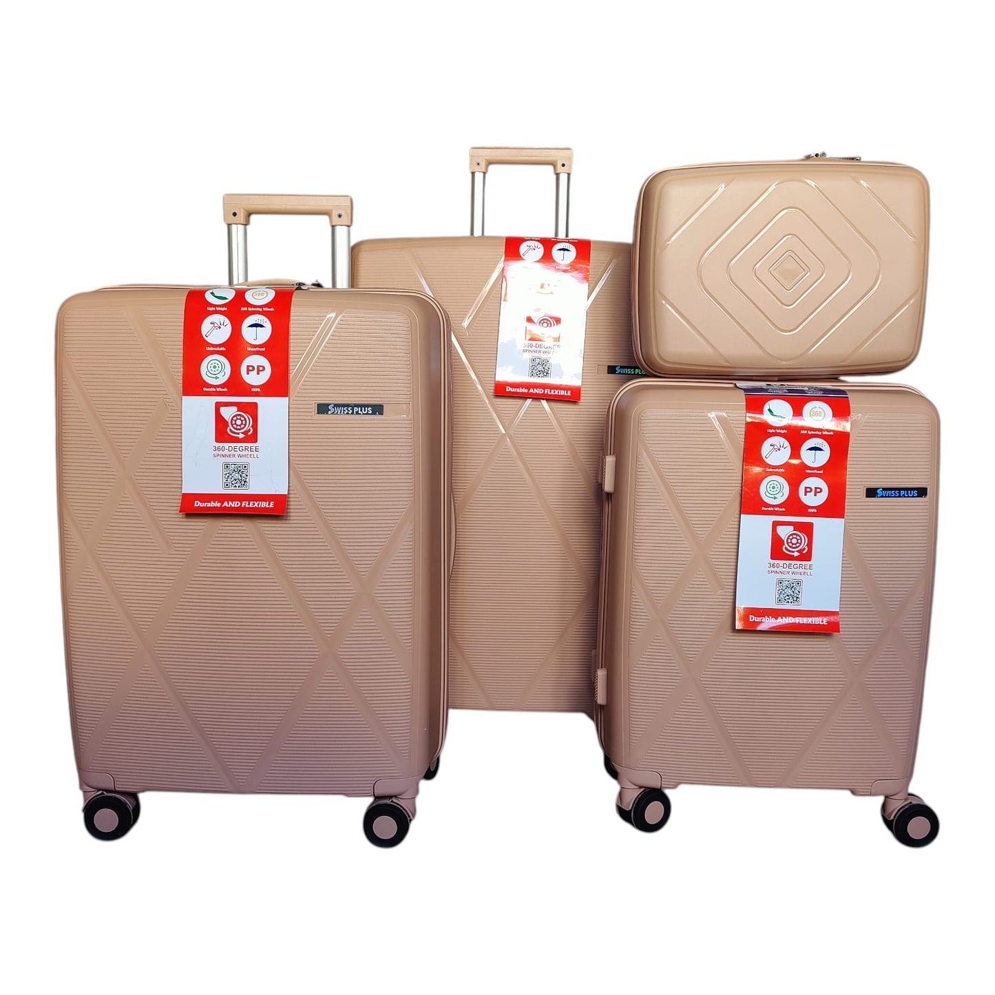 Swiss Plus PP Unbreakable Luggage – 4 Piece Premium Travel Set