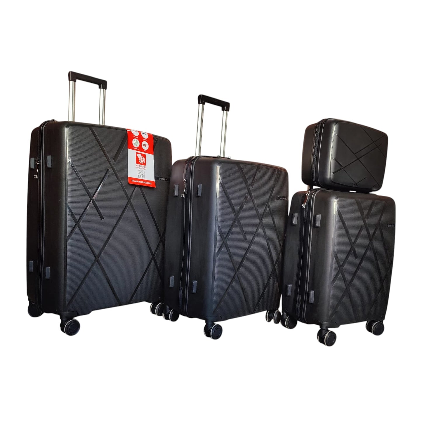 Swiss Plus PP Unbreakable Luggage – 4 Piece Premium Travel Set