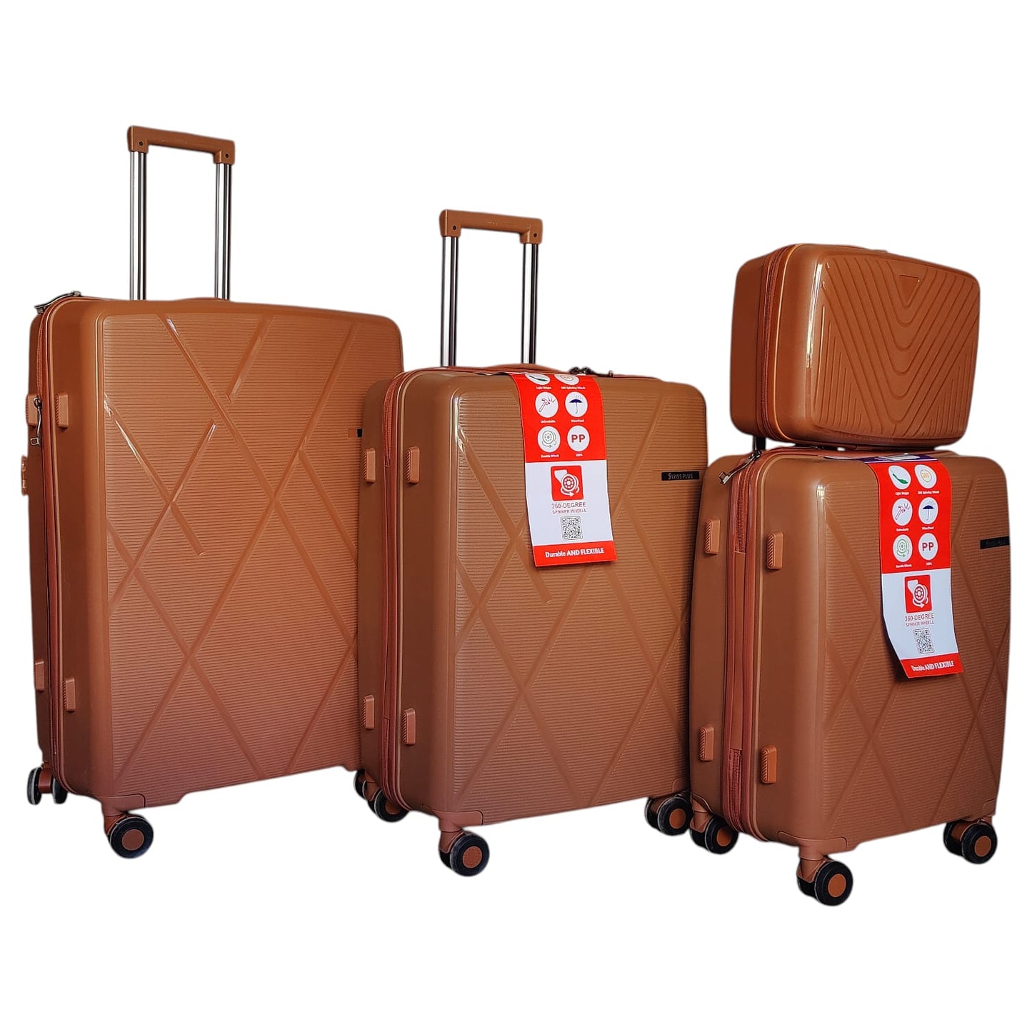 Swiss Plus PP Unbreakable Luggage – 4 Piece Premium Travel Set