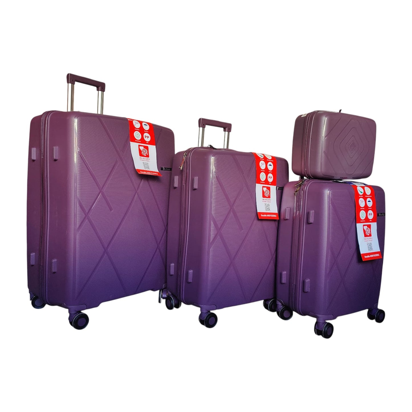 Swiss Plus PP Unbreakable Luggage – 4 Piece Premium Travel Set