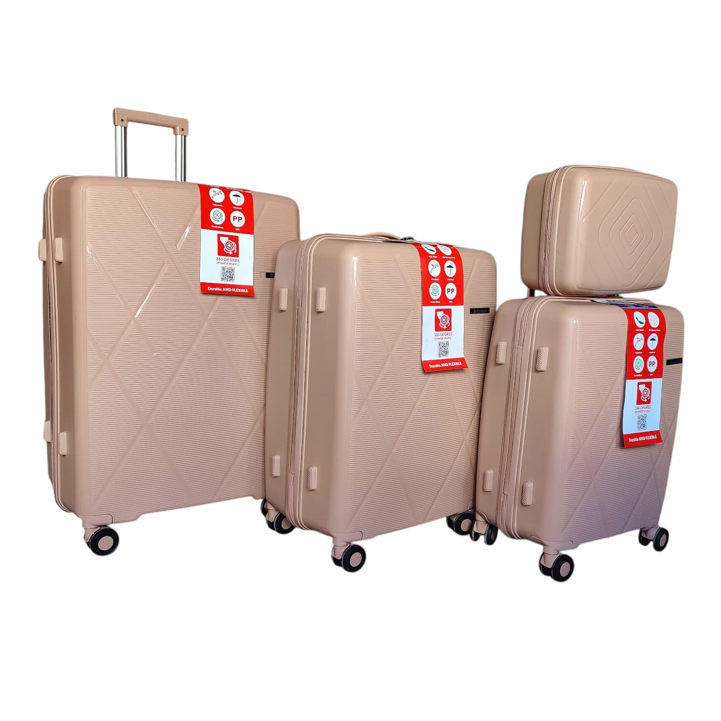 Swiss Plus PP Unbreakable Luggage – 4 Piece Premium Travel Set